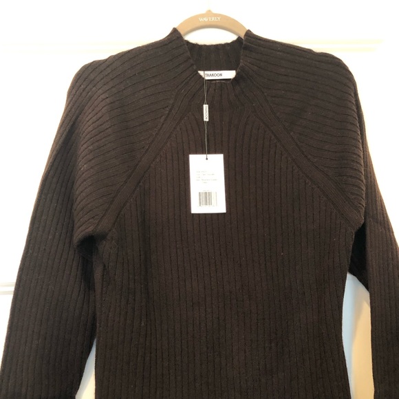 Thakoon Mock Neck Sweater Dress Large Chocolate Brown Wool Rent the Runway - Picture 4 of 10